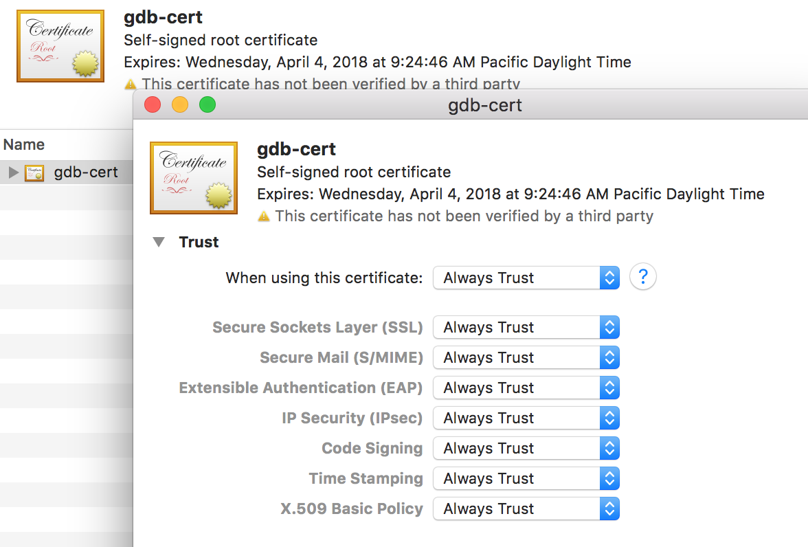 mac mail os x sierra 2017 ssl certificate